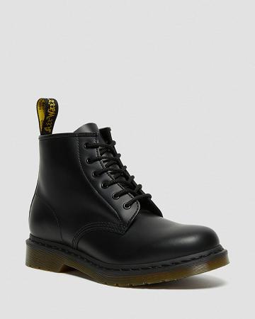 Men's Dr Martens 101 Smooth Leather Ankle Boots Black | AU 409ZUT